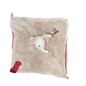 Moulin Roty Les Papoum Elephant Baby Lovey Security Blanket With Pacifier Holder